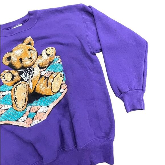 Lady’s Y2K LEE Teddy Bear themed pullover purple sweatshirt size large UNISEX - Picture 3 of 6